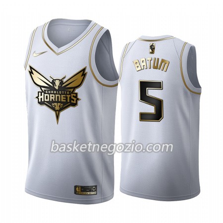 Canotte Uomo Charlotte Hornets Nicolas Batum 5 2019-20 Nike Bianco Golden Edition Swingman